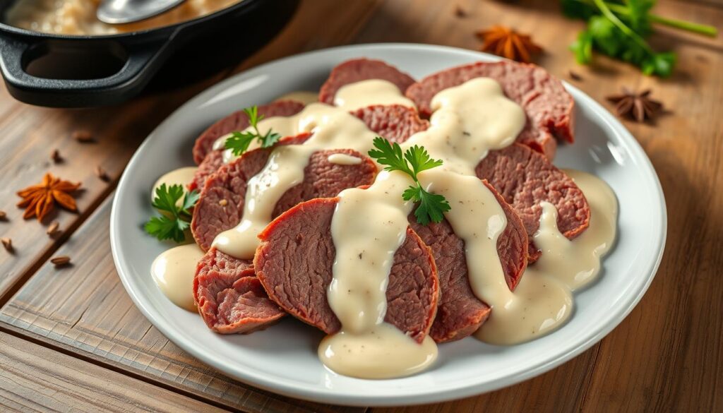 traditional corned beef and white sauce traditional corned beef and white sauce